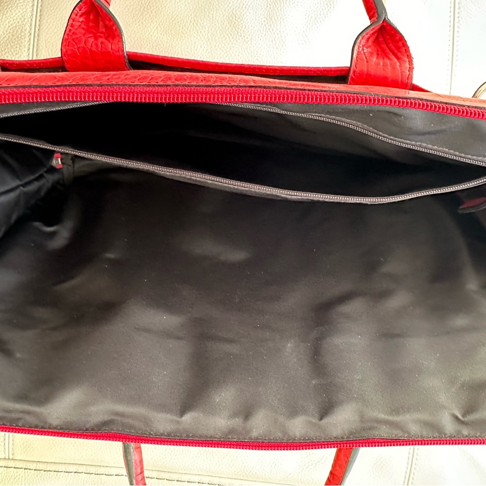 Lodis Red Briefcase / Computer Bag Croc Embossed … - image 5